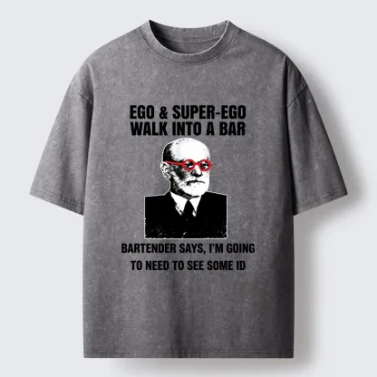 Tokyo-Tiger Funny Psychology Bar Joke Washed T-Shirt