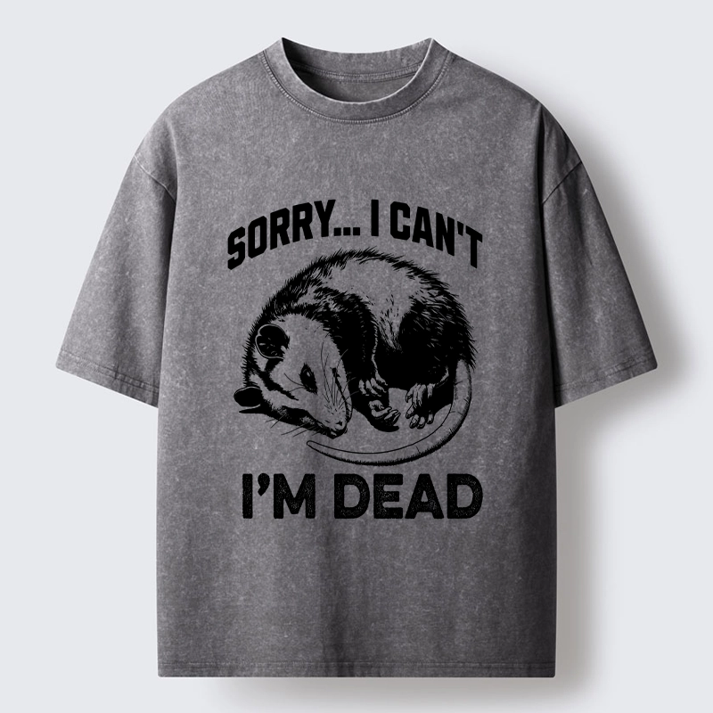 Tokyo-Tiger Funny Opossum Playing Dead Washed T-Shirt