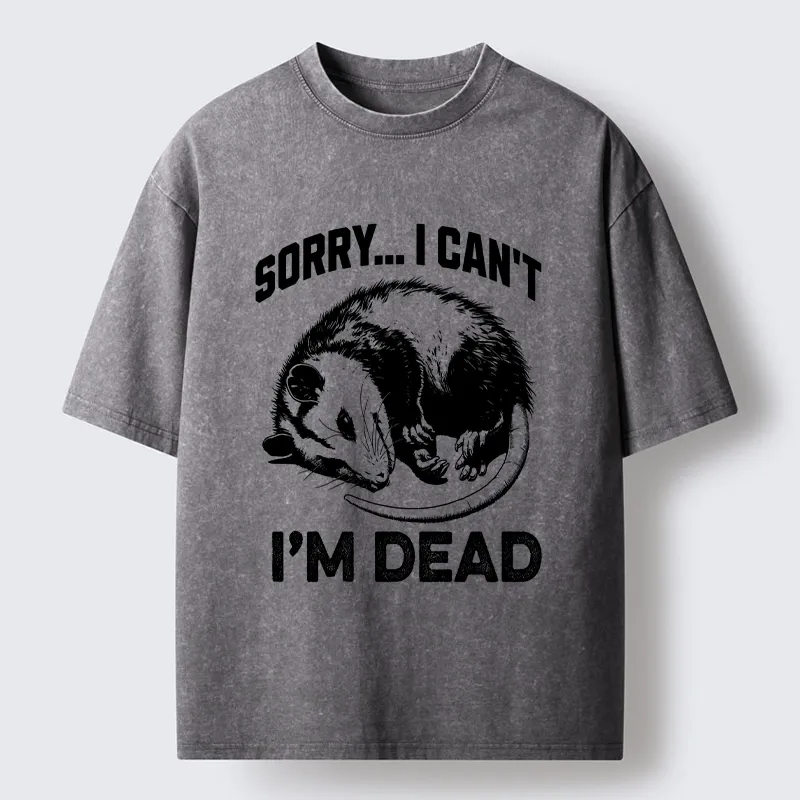 Tokyo-Tiger Funny Opossum Playing Dead Washed T-Shirt