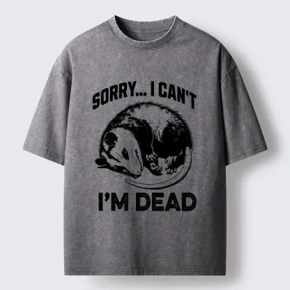 Tokyo-Tiger Funny Opossum Playing Dead Washed T-Shirt