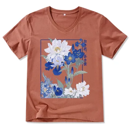Tokyo-Tiger Blossoms Of The Firmament V-Neck Classic T-Shirt