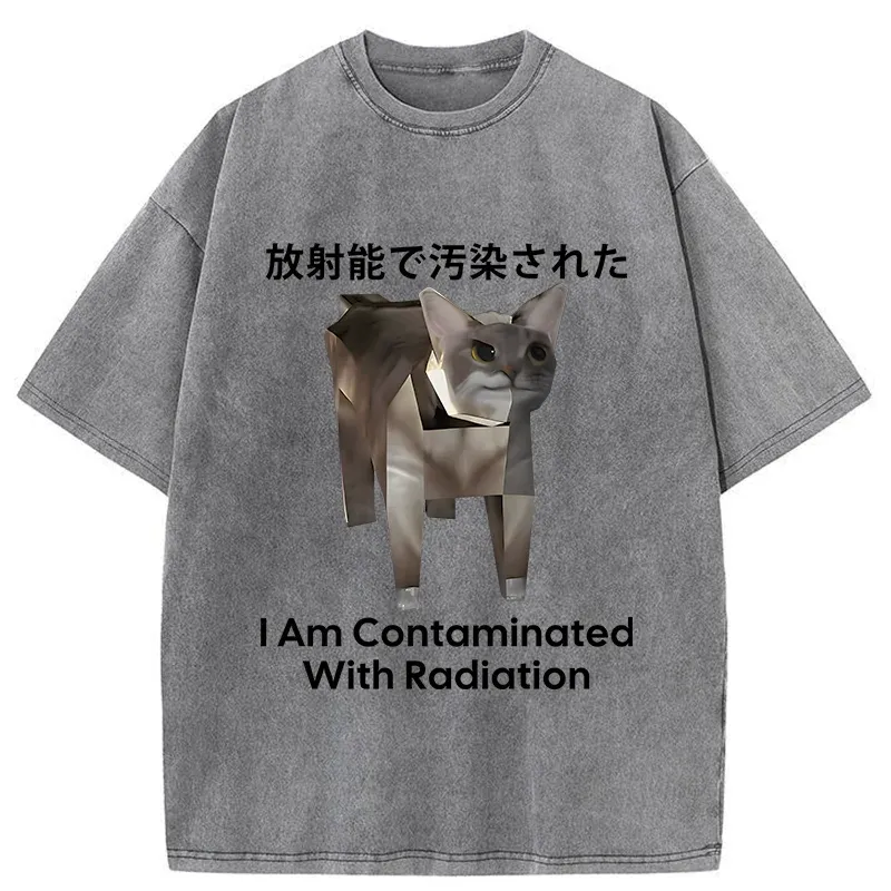 Tokyo-Tiger Nuclear Contaminated Cat Funny Washed T-Shirt