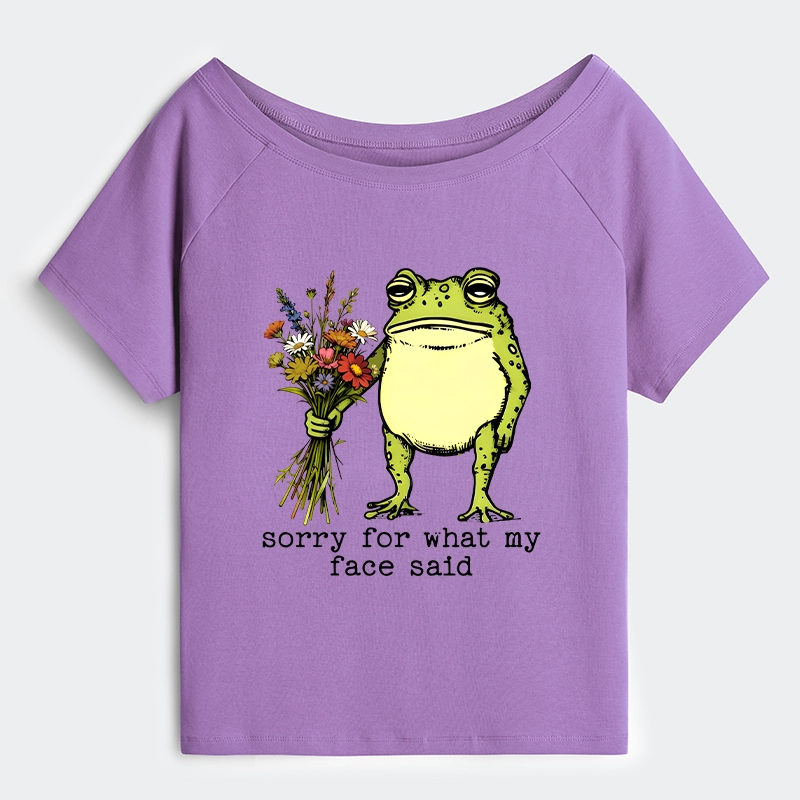 Tokyo-Tiger Frog Sorry Mode Activated Off Shoulder T-Shirt