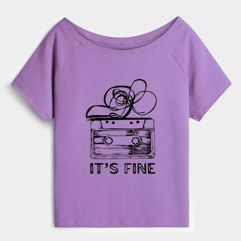 Tokyo-Tiger Cassette Fine Meme Off Shoulder T-Shirt