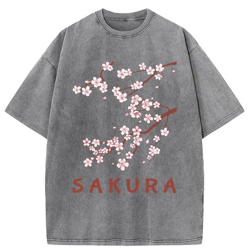 Tokyo-Tiger Japanese Sakura Washed T-Shirt