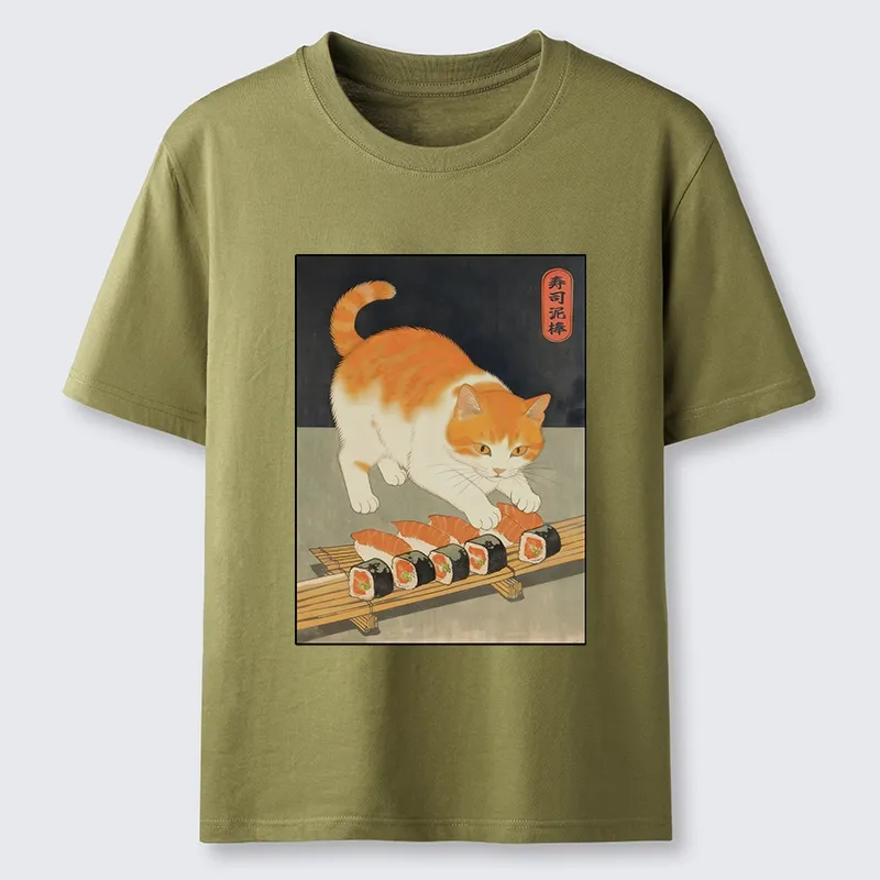 Tokyo-Tiger Cat Trying To Steal Sushi Classic T-Shirt