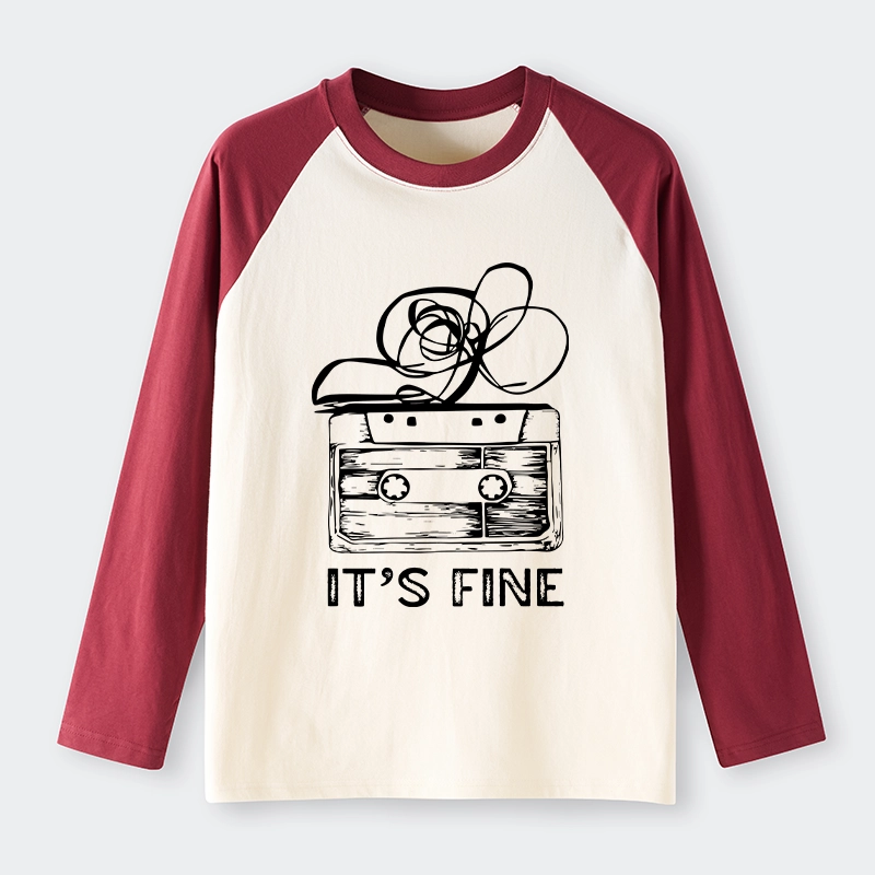 Tokyo-Tiger Cassette Fine Meme Raglan Long Sleeve T-shirt