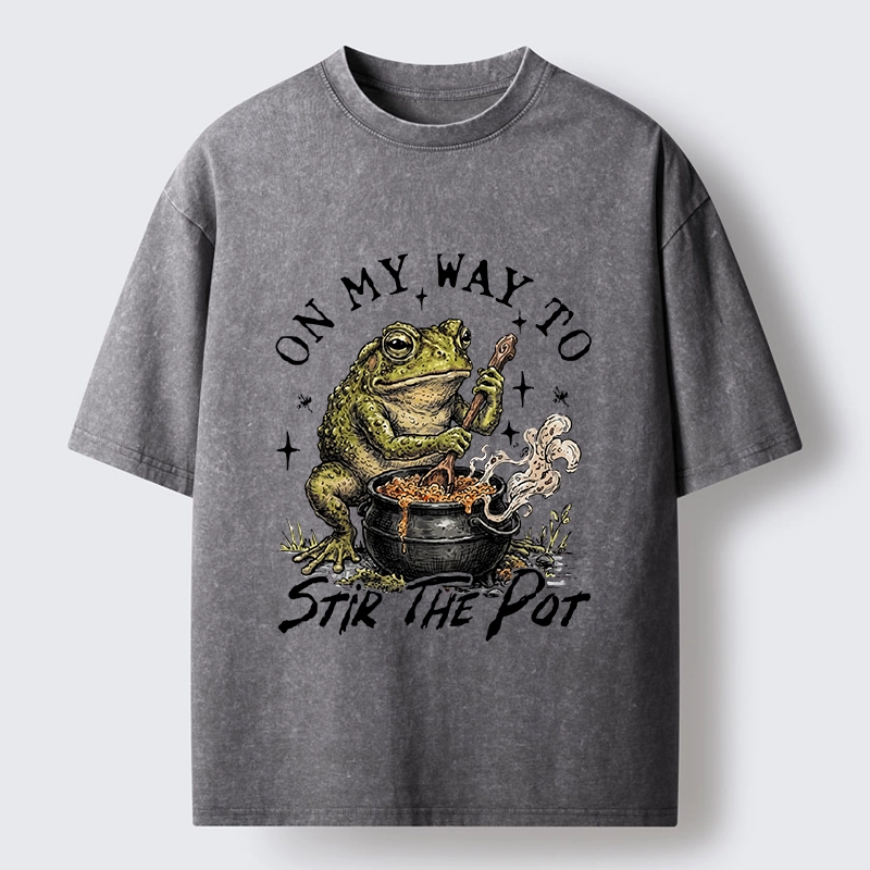 Tokyo-Tiger Frog On My Way To Stir The Pot Washed T-Shirt