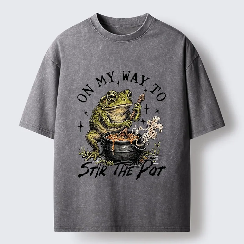 Tokyo-Tiger Frog On My Way To Stir The Pot Washed T-Shirt