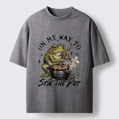 Tokyo-Tiger Frog On My Way To Stir The Pot Washed T-Shirt