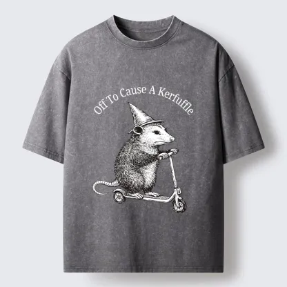 Tokyo-Tiger Opossum Meme With Witch Hat Washed T-Shirt