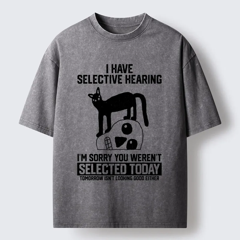 Tokyo-Tiger Cat Selective Hearing Funny Meme Washed T-Shirt