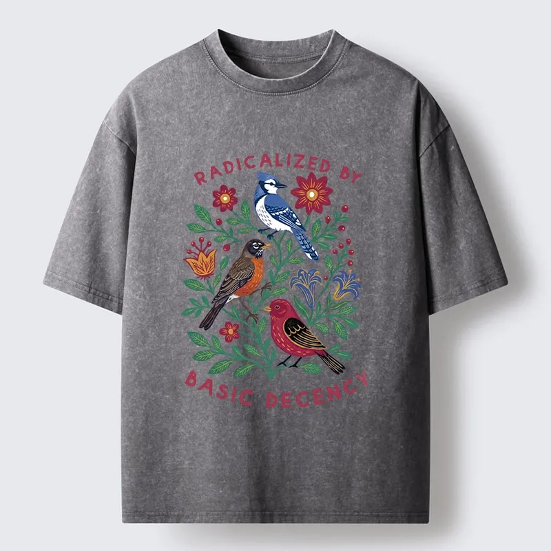 Tokyo-Tiger Birds Love Basic Decency Washed T-Shirt