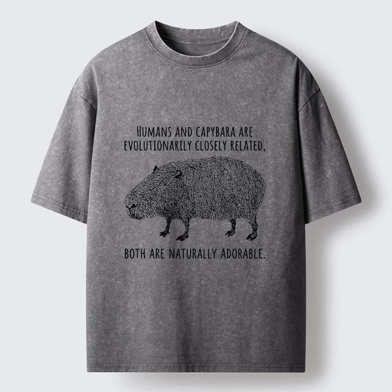 Tokyo-Tiger Capybara And Humans Are Cousins Washed T-Shirt