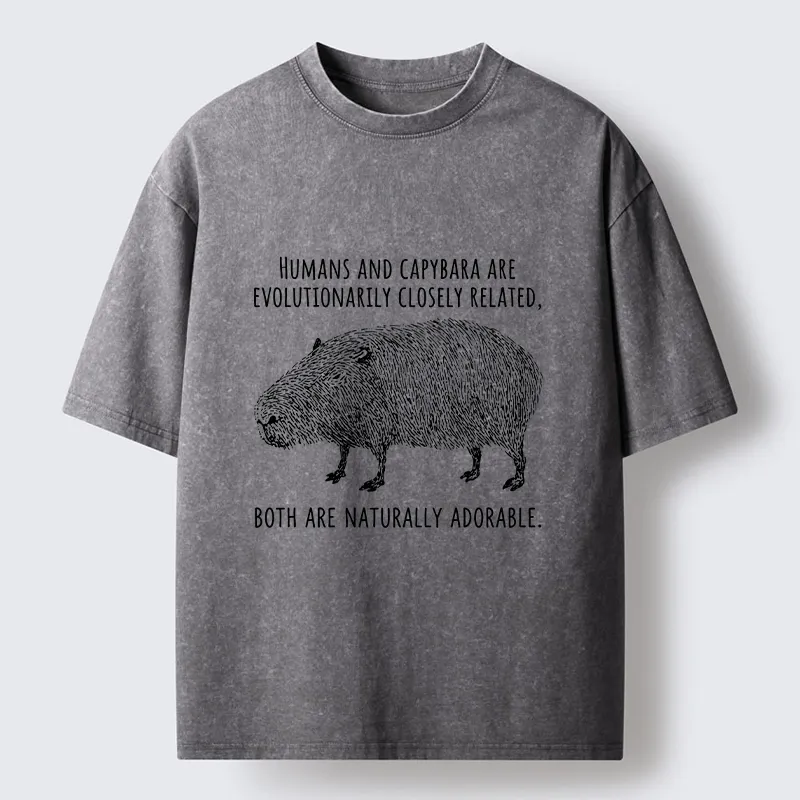 Tokyo-Tiger Capybara And Humans Are Cousins Washed T-Shirt