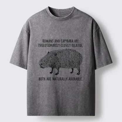 Tokyo-Tiger Capybara And Humans Are Cousins Washed T-Shirt