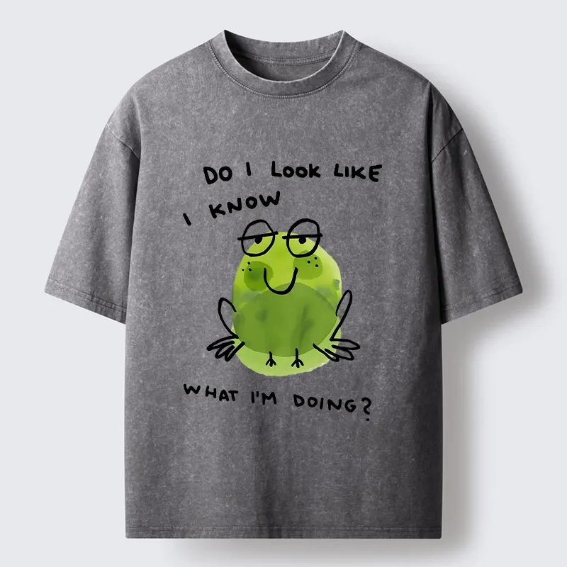 Tokyo-Tiger Little Green Frog Has No Idea What’s Next Washed T-Shirt