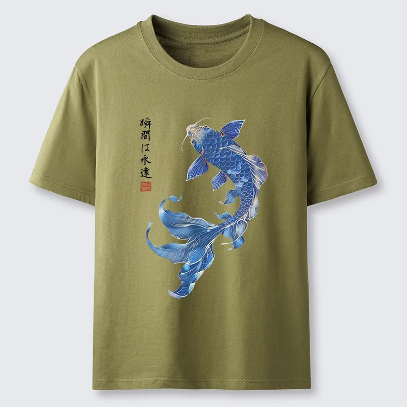 Tokyo-Tiger Lucky Blue Koi Fish Art Classic T-Shirt