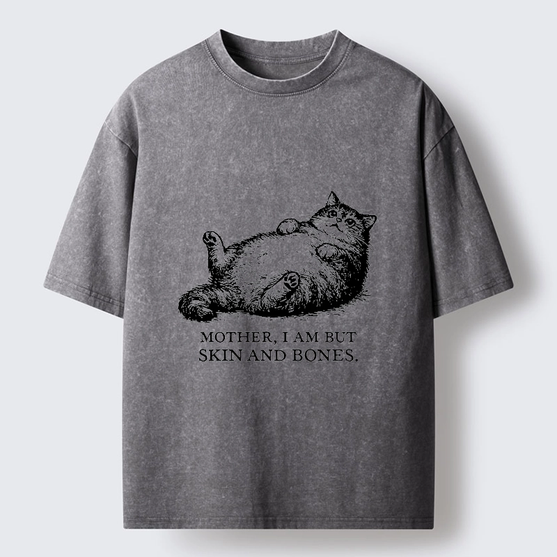 Tokyo-Tiger Chonky Cat Begging For Food Washed T-Shirt