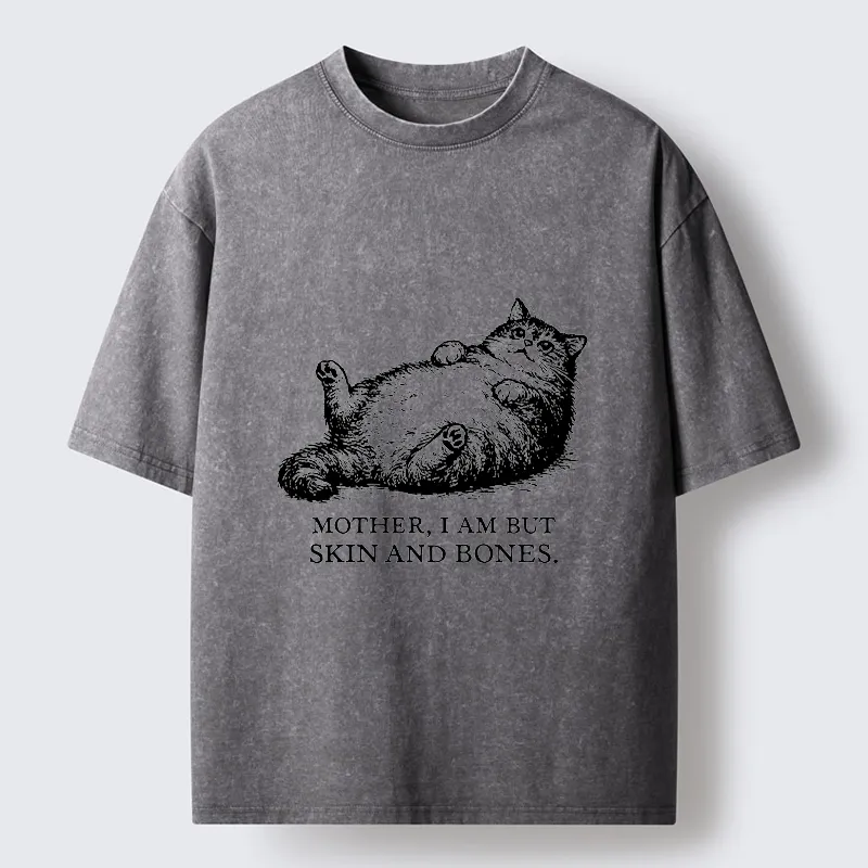 Tokyo-Tiger Chonky Cat Begging For Food Washed T-Shirt