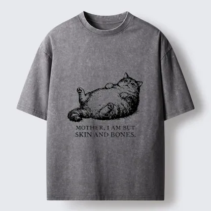 Tokyo-Tiger Chonky Cat Begging For Food Washed T-Shirt