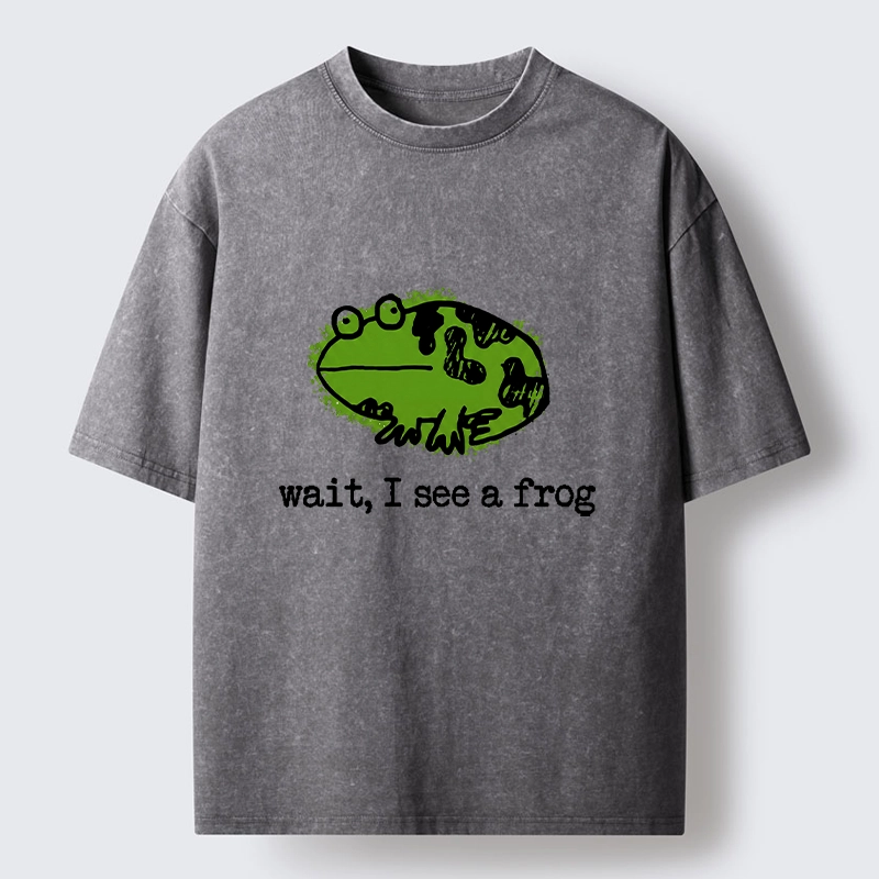 Tokyo-Tiger Silly Frog Doodle Art Washed T-Shirt