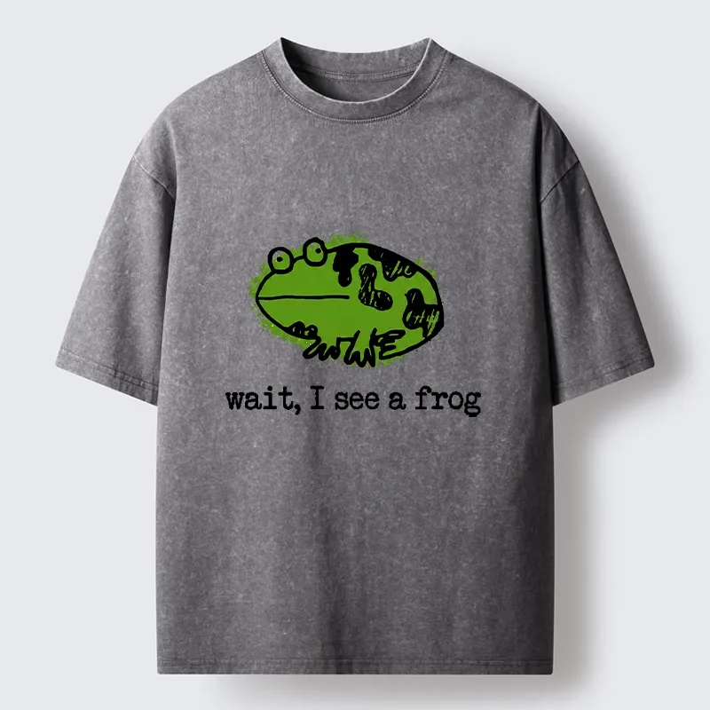 Tokyo-Tiger Silly Frog Doodle Art Washed T-Shirt