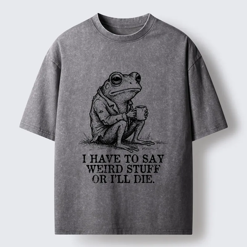 Tokyo-Tiger Frog In Suit Drinking Coffee Washed T-Shirt