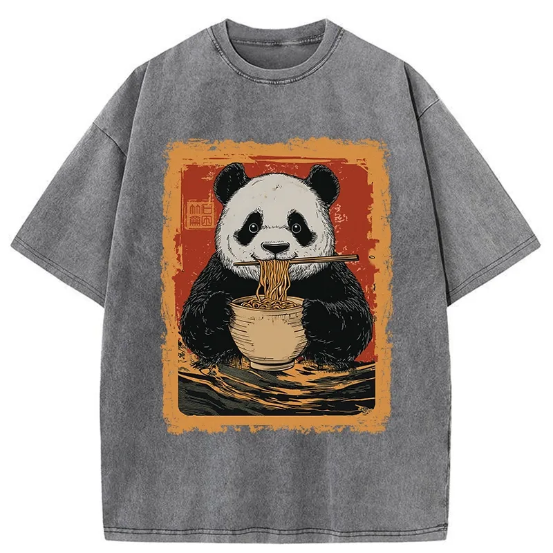 Tokyo-Tiger Ramen Lover Panda Washed T-Shirt