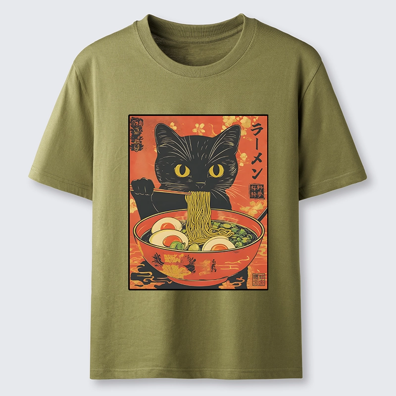 Tokyo-Tiger Hungry Black Cat Loves Ramen Classic T-Shirt