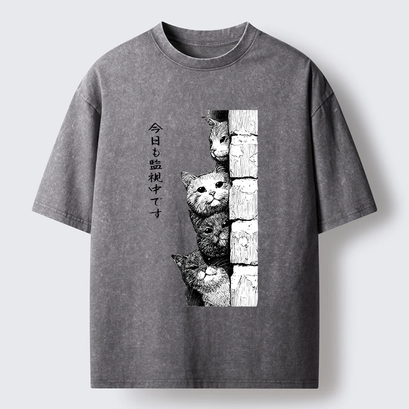 Tokyo-Tiger Cats Are Watching You Always Washed T-Shirt