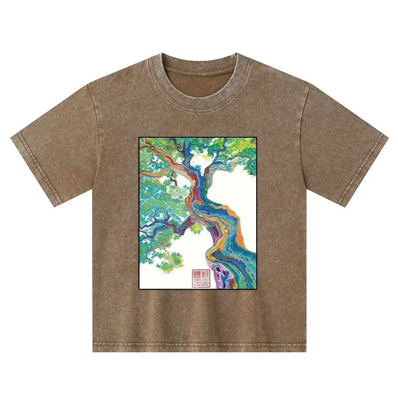 Tokyo-Tiger Colorful Magic Tree Kids Washed T-Shirt