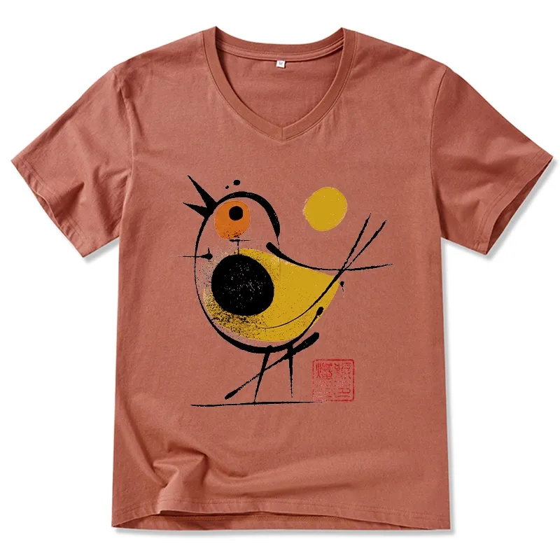 Tokyo-Tiger Aesthetic Yellow And Black Bird V-Neck Classic T-Shirt