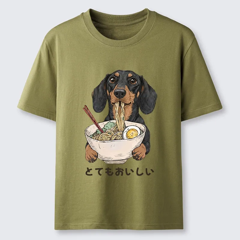 Tokyo-Tiger Cute Dog Eating Noodles Art Meme Classic T-Shirt