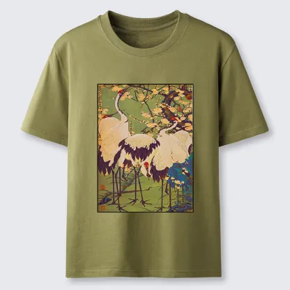 Tokyo-Tiger Three Cranes In Sakura Garden Classic T-Shirt