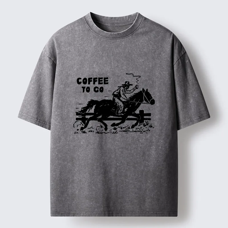 Tokyo-Tiger Cowboy With Coffee To Go Washed T-Shirt