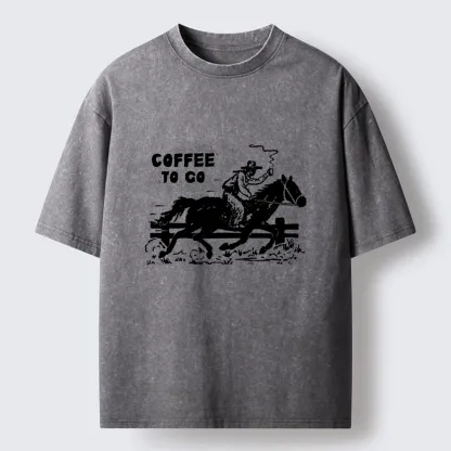 Tokyo-Tiger Cowboy With Coffee To Go Washed T-Shirt