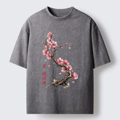 Tokyo-Tiger Sakura Petal Dance Washed T-Shirt