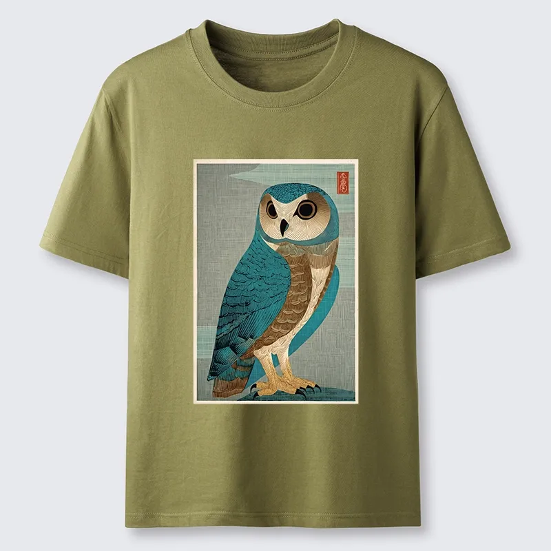 Tokyo-Tiger Vintage Owl Woodblock Art Classic T-Shirt