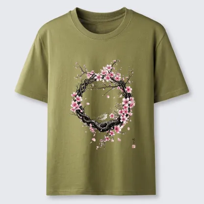 Tokyo-Tiger Sakura Wreath And Little Bird Classic T-Shirt