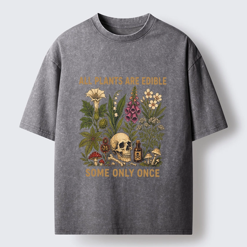 Tokyo-Tiger Edible Plants Some Only Once Joke Washed T-Shirt