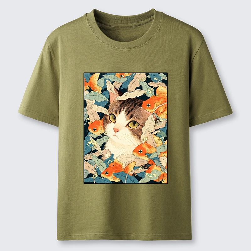 Tokyo-Tiger Cat Surrounded By Goldfish Classic T-Shirt