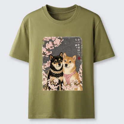 Tokyo-Tiger Two Shibas And Sakura Flowers Classic T-Shirt