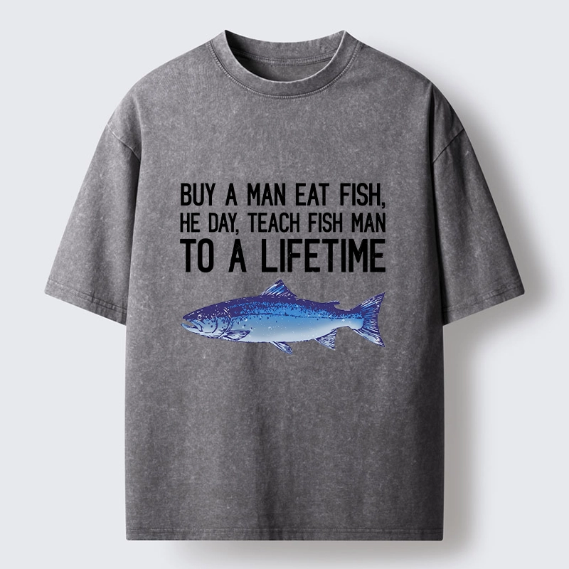 Tokyo-Tiger Sarcastic Fish Proverb Meme With Salmon Washed T-Shirt
