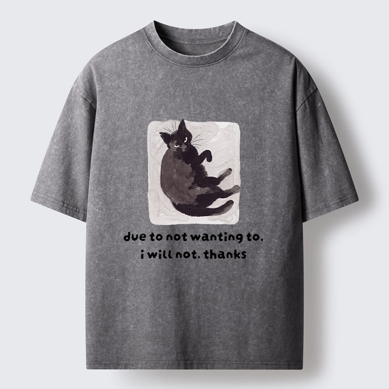Tokyo-Tiger Cat Says No Thanks Funny Vibe Washed T-Shirt