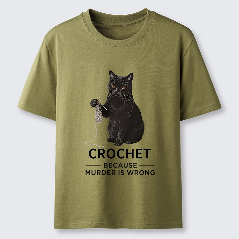 Tokyo-Tiger Cat Crocheting To Avoid Trouble Classic T-Shirt