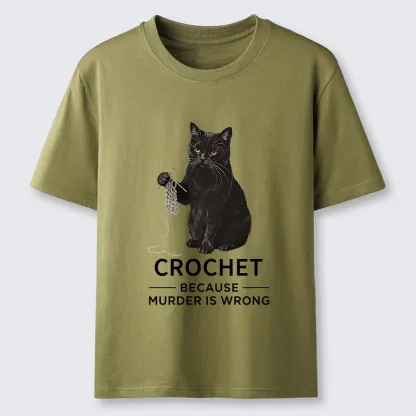 Tokyo-Tiger Cat Crocheting To Avoid Trouble Classic T-Shirt