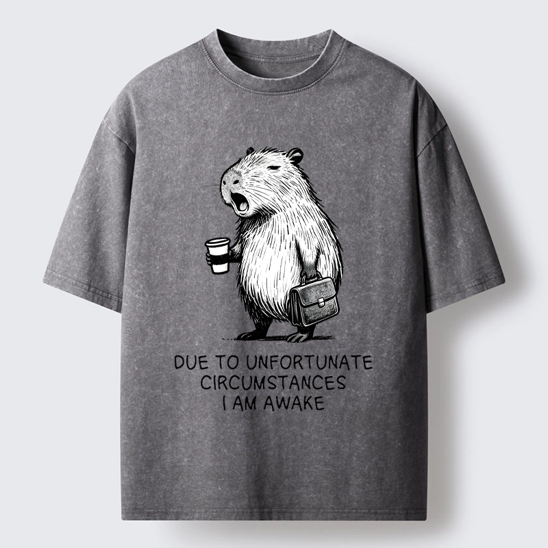 Tokyo-Tiger Capybara Is Awake Against Its Will Washed T-Shirt