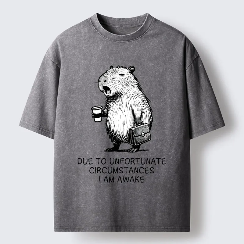 Tokyo-Tiger Capybara Is Awake Against Its Will Washed T-Shirt
