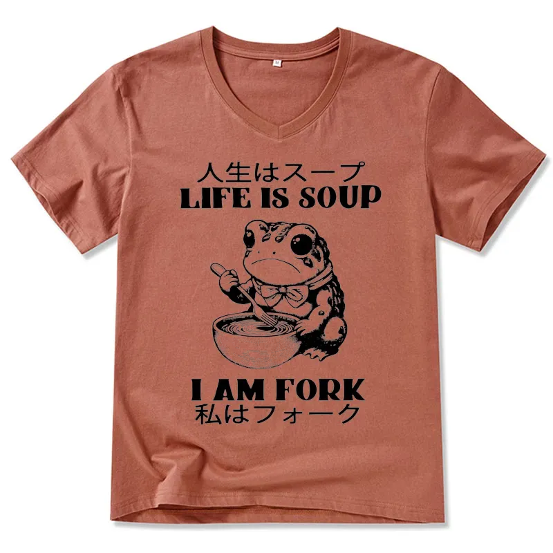 Tokyo-Tiger Life Is Soup I Am Fork V-Neck Classic T-Shirt